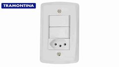TRAMONTINA LINHA LUX2  2 INTERRUPTOR SIMPLES+TOMADA 2P+T 10A
