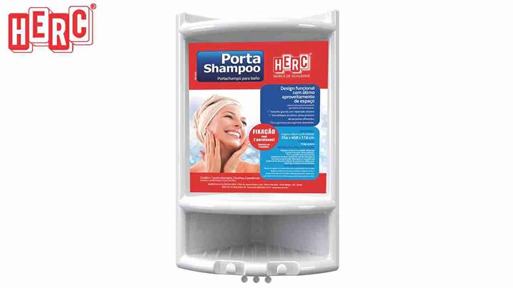 39229000 PORTA SHAMPOO PARA BANHEIRO HERC BRANCO | Almeida Distribuidor