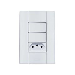 ROMAZI LINHA MARES 2 INTERRUPTORES SIMPLES + TOMADA 2P+T 10A