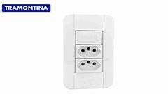 TRAMONTINA LINHA TABLET 1 INTERRUPTOR SIMPLES + 2 TOMADAS 2P+T 10A
