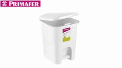 LIXEIRA PRIMAFER RETAGULAR COM PEDAL BRANCO 06L