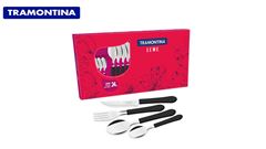 FAQUEIRO TRAMONTINA LEME COM LÂMINAS EM AÇO INOX E CABOS DE POLIPROPILENO PRETO 12 PEÇAS
