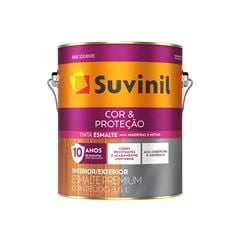 ESMALTE SINTÉTICO BRILHANTE SUVINIL COR&PROTEÇÃO A BASE SOLVENTE GALÃO 3,6L CINZA MÉDIO