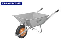 CARRINHO DE MÃO EXTRAFORTE TRAMONTINA COM CAÇAMBA EXTRAFORTE METÁLICA CINZA 65 L, BRAÇO METÁLICO E PNEU COM CÂMARA