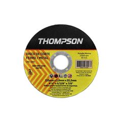 DISCO DE CORTE THOMPSON FERRO 4.1/2X5/125X7/8 -115MM X 1,0MM X 22,2MM