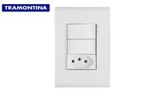 TRAMONTINA LINHA LIZ 2 INTERRUPTORES SIMPLES + 1 TOMADA 2P+T 10A/250V BRANCA