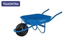 CARRINHO DE MÃO TRAMONTINA COM CAÇAMBA RASA METÁLICA AZUL 50 L,BRAÇO METÁLICO E PNEU COM CÂMARA 3.25X8