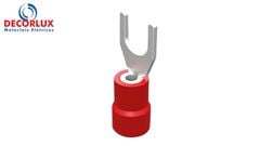 TERMINAL GARFO,M4,PRÉ ISOLADO 0,5-1,5MM 9A VERMELHO PACOTE COM 100 PEÇAS DECORLUX