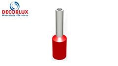 TERMINAL ILHÓS SIMPLES TUBULAR 1,0MM 12A VERMELHO PACOTE COM 100 PEÇAS DECORLUX
