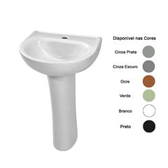 KIT DE LAVATORIO C/COLUNA LUZARTE EVORA CINZA PRATA