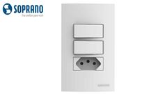 SOPRANO LINHA ÁTRIA 2 INTERRUPTORES SIMPLES 10A + 1 TOMADA 2P+T 10A 250V