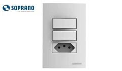 SOPRANO LINHA ÁTRIA 2 INTERRUPTORES SIMPLES 10A + 1 TOMADA 2P+T 20A 250V