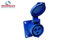 TOMADA INDUSTRIAL EMBUTIR DECORLUX AZUL  16A-2P+T,6H,IP44 220/240V