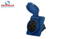 TOMADA INDUSTRIAL EMBUTIR DECORLUX AZUL 16A-3P+T,9H,IP44 220/240V
