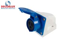 TOMADA INDUSTRIAL SOBREPOR DECORLUX AZUL 16A-2P+T,6H,IP44 220/240V