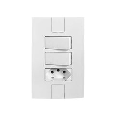 PLUZIE LINHA NEW CAPRICE BRANCA 2 INTERRUPTORES SIMPLES+TOMADA 2P+T 10A 250V