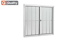 JANELA ALUMÍNIO BRANCA QUALITY 2 FOLHAS COM GRADE COM VIDRO LISO  A80 X L80