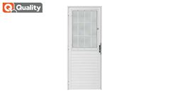 PORTA DE ALUMÍNIO BRANCA QUALITY POSTIGO HOME LADO ESQUERDO VIDRO CANELADO 80X2.10 