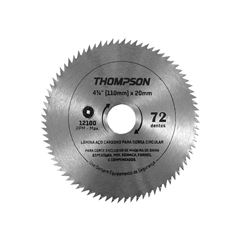 DISCO PARA MADEIRA CIRCULAR THOMPSON AÇO CARBONO 4.3/8 72 DENTES