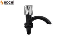 TORNEIRA SOCELPLAST LAVATÓRIO MESA FIXA TULIPA SLIM PRETO/CROMADO