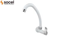TORNEIRA SOCELPLAST COZINHA PAREDE BICA MÓVEL ALTA ORQUÍDEA SLIM BRANCO/CROMADO