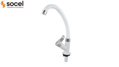 TORNEIRA SOCELPLAST COZINHA MESA BICA MÓVEL ALTA ORQUÍDEA SLIM BRANCO/CROMADO