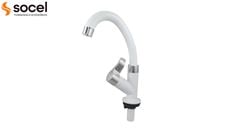 TORNEIRA SOCELPLAST LAVATÓRIO MESA BICA MÓVEL BAIXA ORQUÍDEA SLIM BRANCO/CROMADO 1/4V