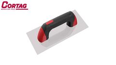 DESEMPENADEIRA DE AÇO INOX CORTAG LISA 12CM X 28CM COM CABO PLÁSTICO 