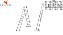ESCADA EXTENSIVA 3 EM 1 EM ALUMÍNIO BOTAFOGO 2X12  DEGRAUS