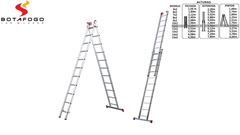 ESCADA EXTENSIVA 3 EM 1 EM ALUMÍNIO BOTAFOGO 2X11 DEGRAUS