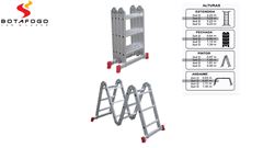 ESCADA ARTICULADA 13 EM 1 ALUMÍNIO BOTAFOGO COM 12 DEGRAUS