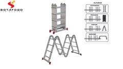 ESCADA ARTICULADA 13 EM 1 ALUMÍNIO BOTAFOGO COM 16 DEGRAUS