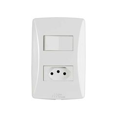 MEC-TRONIC LINHA PETRA BR 1 INTERRUPTOR SIMPLES + 1 TOMADA 2P+T 10A/250VCA C/PLACA SOFT