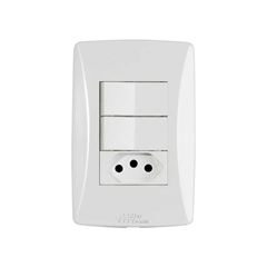 MEC-TRONIC LINHA PETRA BR 2 INTERRUPTORES PARALELOS + TOMADA 2P+T 10A/250VCA C/PLACA SOFT