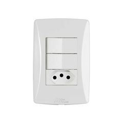 MEC-TRONIC LINHA PETRA BR 2 INTERRUPTORES PARALELOS + TOMADA 2P+T 20A/250VCA C/PLACA SOFT
