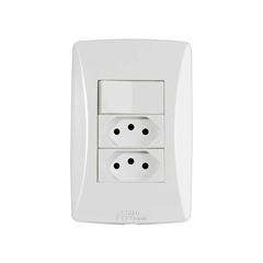 MEC-TRONIC LINHA PETRA BR 1 INTERRUPTOR SIMPLES + 2 TOMADA 2P+T 10A/250VCA C/PLACA SOFT