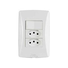 MEC-TRONIC LINHA PETRA BR 1 INTERRUPTOR SIMPLES + 2 TOMADA 2P+T 20A/250VCA C/PLACA SOFT