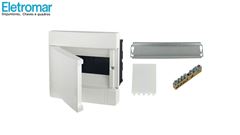 QUADRO DE DISTRIBUIÇÃO DE EMBUTIR ELETROMAR BRANCO P/06 DIN OU 09 NEMA  DISJUNTOR COM BARRAMENTO