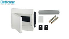 QUADRO DE DISTRIBUIÇÃO DE EMBUTIR ELETROMAR BRANCO P/08 DIN OU 12 NEMA  DISJUNTOR COM BARRAMENTO