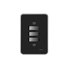 RADIAL LINHA POLAR PRETO 3 INTERRUPTORES SIMPLES