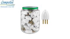 PINO MACHO MACIÇO COMPOLUX 2P+T 10A/250V BRANCO POTE COM 60 UNIDADE