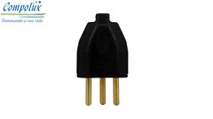 PINO MACHO MACIÇO COMPOLUX 2P+T 10A/250V PRETO