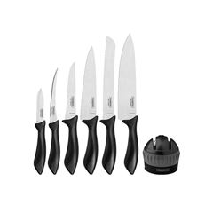 JOGO DE FACAS TRAMONTINA AFFILATA COM LÂMINAS EM AÇO INOX E CABOS DE POLIPROPILENO PRETO 07 PEÇAS