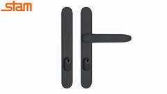 FECHADURA STAM ESTREITA 603/11 PRETO FOSCO MAÇANETA RETA 20MM C/1 MAÇANETA CILINDRO BUZIOS 74MM