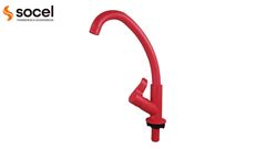 TORNEIRA SOCELPLAST COZINHA MESA BICA MÓVEL ALTA ORQUÍDEA VERMELHO 1/4V