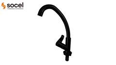 TORNEIRA SOCELPLAST COZINHA MESA BICA MÓVEL ALTA ORQUÍDEA PRETO 1/4V 