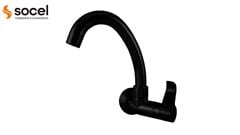 TORNEIRA SOCELPLAST MULTI PAREDE BICA MÓVEL BAIXA ORQUÍDEA PRETO 1/4V