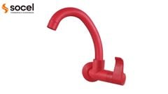 TORNEIRA SOCELPLAST COZINHA PAREDE BICA MÓVEL BAIXA ORQUÍDEA VERMELHO 1/4V