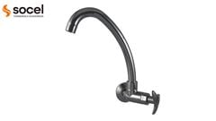 TORNEIRA SOCELPLAST COZINHA PAREDE BICA MÓVEL ALTA DÁLIA SLIM CINZA 1/4V
