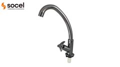 TORNEIRA SOCELPLAST COZINHA MESA BICA MÓVEL ALTA DÁLIA SLIM CINZA 1/4V